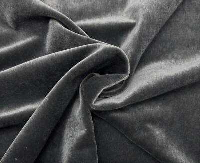 EXCLUSIVE PLUSH MOHAIR SHADOW GRAY VELVET UPHOLSTERY DRAPERY FABRIC BY YARD 55"W - Image 1 of 4