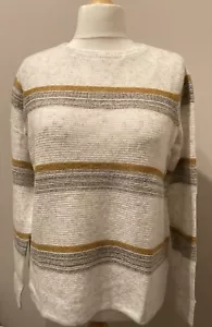 FatFace Jumper Size 14 Women’s Hazel Stripe Sweater Soft Ivory BNWT - Picture 1 of 5