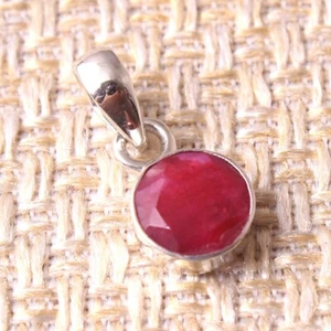 Dyed Kashmir Ruby Gemstone Handmade Pendant 925 Sterling Silver Women Jewelry - Picture 1 of 2