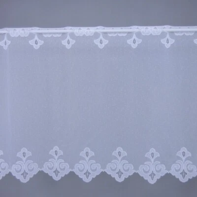 Scheibengardinenstoff Bogenmuster Abschluss weiß 60cm hoch - Bild 1 von 4