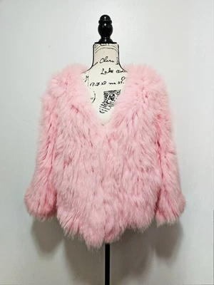 Nueva Chaqueta Capa de Piel de Zorro Tejida a Rayas Reales Flor de Cerezo Barbie Bebé Visón Rosa Foto 1 de 4