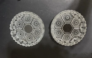 Vintage Set of 2 Pressed Glass Ashtray/Coaster Sawtooth Rim 1 Cig Notch Italy - Picture 1 of 10