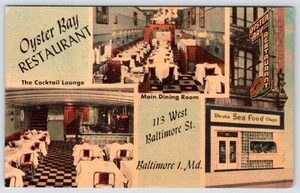 Postal de 1940-50 OYSTER BAY RESTAURANTE SALÓN DE CÓCTELES BALTIMORE MARYLAND MD - Imagen 1 de 2