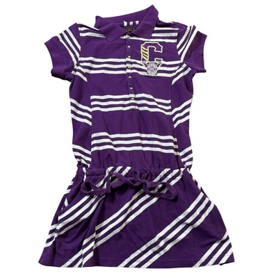 Vestido Polo COOGI Australia Niñas Púrpura Rayas Logotipo Estrás XL Foto 1 de 4