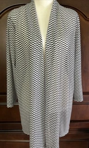 Kasper Black & White Open Front Shrug Cardigan 3/4 Sleeves Lightweight Womens 1X - Picture 1 of 15