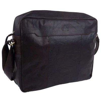 Rowallan of Scotland Mens Leather Top-Zip Messenger Bag - Image 1 of 4