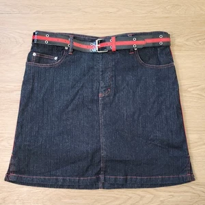Zoey Beth Denim Jeans Skirt Womens 36" Waist Dark Wash Stretch Comfy Belted - Picture 1 of 10