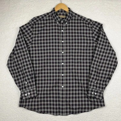 Burberry London Button Down Shirt Long Sleeve XXL Navy Blue Tartan Plaid Nova - Image 1 of 4