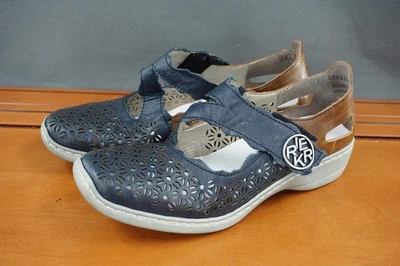 Zapatos Rieker para mujer talla EU 38/7,5 EE. UU. cuero azul marino Mary Jane perforado Foto 1 de 4