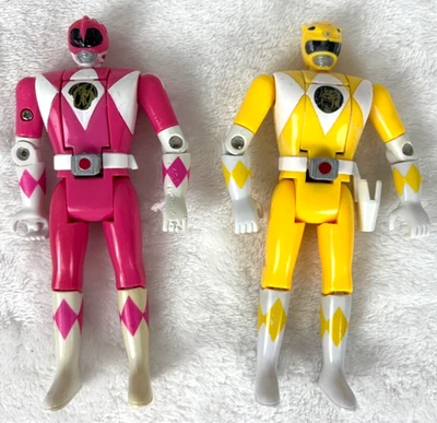 (2)VTG  Mighty Morphin' Power Rangers 1993 Auto Morph 5" Kimberly Pink &Yellow - Image 1 of 4