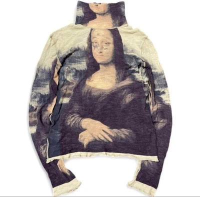 Blusa Jean Paul Gaultier Homme Mona Lisa Malha Power Net Vintage Rara Tamanho 48 JAPÃO - Imagem 1 de 4