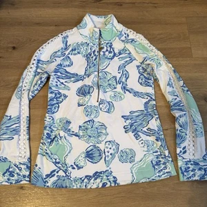 Lilly Pulitzer XS Skipper Popover 1/2 Zip Pullover Barefoot Princess blau weiß - Bild 1 von 9