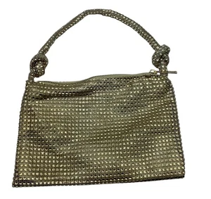 Cartera sin asas de noche adornada con oro de colección con asa de nudo cierre de cremallera ropa de noche - Imagen 1 de 6