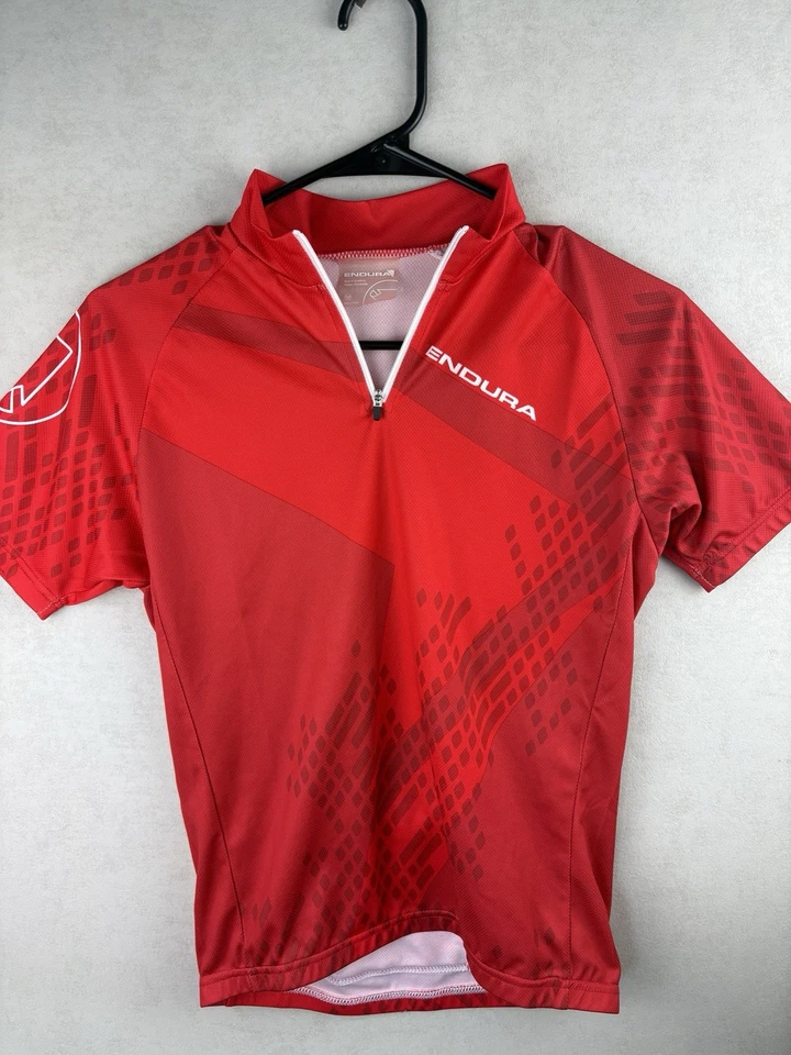 Camiseta deportiva de ciclismo Endura para jóvenes 11-12 niños manga corta roja cuarto cremallera Foto 1 de 4