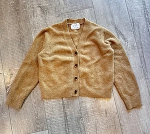 Zara Knitwear Sweater Girls 9-10Y Years Tan Camel Cotton Knit Cardigan Preppy - Picture 1 of 3