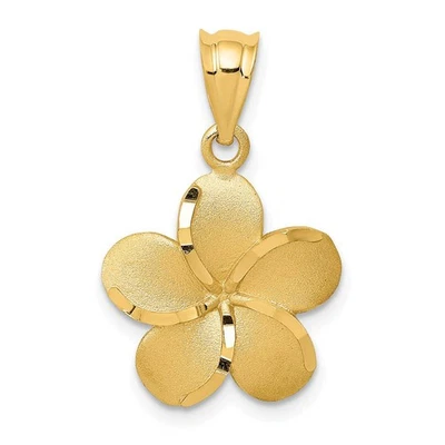 Colgante Plumeria Oro Amarillo 14k 14mm Corte Diamante Foto 1 de 4