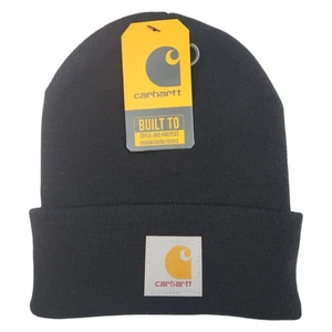Carhartt Black Knit Cuffed Beanie One Size Neu mit Etikett Logo Patch - Bild 1 von 5