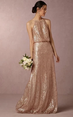 Nuevo con etiquetas $290 Anthropologie BHLDN Donna Morgan Alana Maxi Vestido Lentejuelas 0 Foto 1 de 4