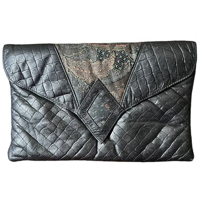 Винтажная сумка-клатч 80-х Bassous от Jane натуральная кожа крокодиловый черный цвет США 70-е - Изображение 1 из 4
