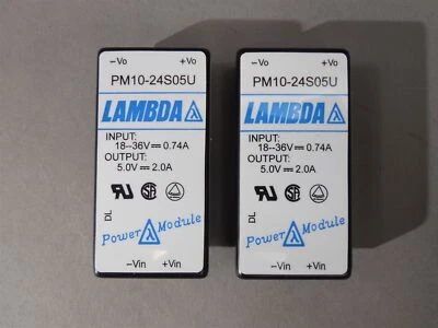(2) Lambda PM10-24S05U Low Pro DC-DC Input 24 VDC Output 5 VDC Power Converters - Image 1 of 4