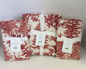 NUEVO Edredón Pottery Barn ALPINE TOILE King/Cal.K 2 King Shams Ciervo Bosque Rojo - Imagen 1 de 1