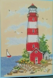 kit Dimensions 6774 COASTAL LIGHTHOUSE cross stitch 5x7" 1998 Open No Stitches - Picture 1 of 6