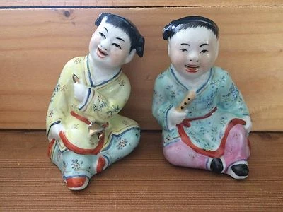 set of 2 Chinese republic period porcelain child statue figurine cultural revolu - Image 1 of 4