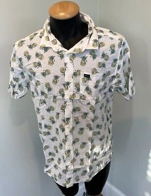 Camisa hawaiana RVCA para hombre talla mediana Aloha con botones estampado de piña Foto 1 de 4