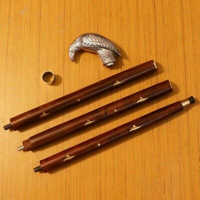 Bastón de madera con mango de cuervo polaco de diseñador de estilo vintage de latón Foto 1 de 4