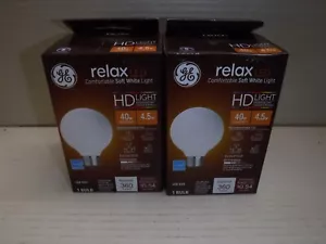 (2 Pack) GE Relax LED Soft White HD Light Bulbs G25 4.5W Replaces 40W Frosted - Picture 1 of 2