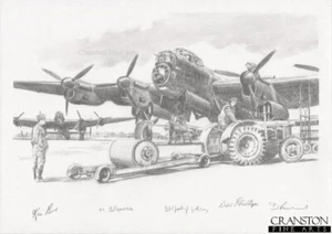 original aviation pencil drawing Dambuster Lancaster 617 Squadron bouncing bomb - Picture 1 of 1