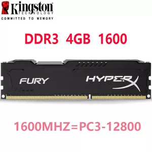 HyperX FURY DDR3 4GB 1600 MHz PC3-12800 Desktop RAM Memory DIMM 240pins RAM 4GB - Picture 1 of 11
