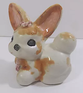 Vintage Bunny Figurine 4in Multicolor Flowers Rabbit Ceramic Figure 1992 Rare - Picture 1 of 6