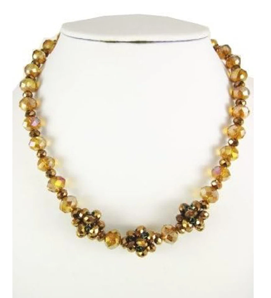 Collar de cuentas de cristal de vidrio marrón topacio ahumado para niñas Foto 1 de 1