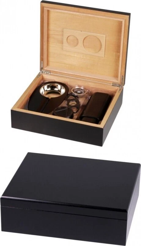 Humidor-Set schwarz V-300 Polymerbefeuchter 30 Zigarren - Bild 1 von 1