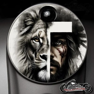 Harley Davidson Fuel Console Door Gas Door 2008+ Touring Trike - Lion Jesus - Picture 1 of 1
