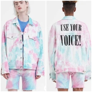 Levi's PRIDE Tie-Dye USE YOUR VOICE Trucker Denim Jacket (Size XL) NWT MSRP $118 - Picture 1 of 12