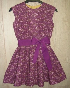 Joules Girls 100% Cotton Purple Floral Dress with Belt Age 8 128cm Immaculate - Picture 1 of 5