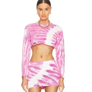 SER.O.YA Robin Tie Dye Mini Skirt in Pink Line NWT Size Small - Picture 1 of 3