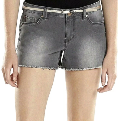 NWT WOMEN'S LC LAUREN CONRAD GRAY VINTAGE WASH DENIM SHORTS SZ 14 MSRP $44.00 - Image 1 of 2