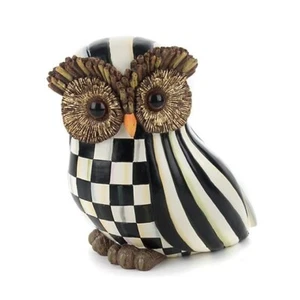 Mackenzie Childs Courtly Stripe and Check Large Owl 9 " Figure New - Picture 1 of 12