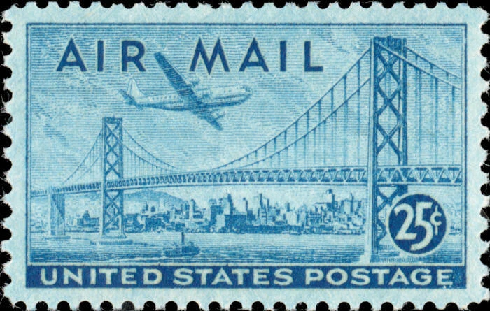 1947 25c San Francisco-Oakland Bay Bridge Scott C36 Mint F/VF NH - Image 1 of 1