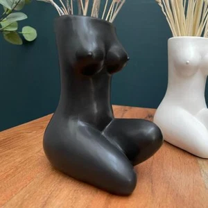 Black Woman's Body Ceramic Vase Small 13.5cm Bud / Stem Vase - Picture 1 of 1