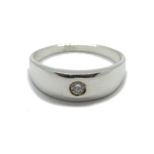 Stylish Sterling Silver Unisex Ring Solid 925 With 3.5mm Round Cubic Zirconia - Picture 1 of 6