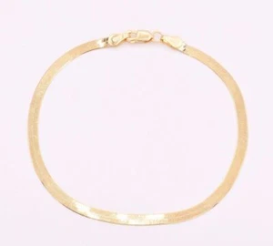 3.00mm High Polish Herringbone Bracelet Real Solid 14K Yellow Gold 7" - Picture 1 of 6