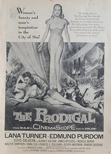 The Prodigal, Lana Turner, Edmund Purdom Vintage 1955 Movie Ad - Picture 1 of 1