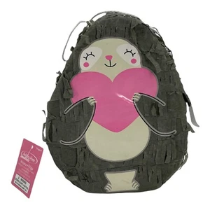 Mini Pinata Heart Sloth 4.75" L x 6" H Centerpiece Holds up to 12.8 oz of Candy - Picture 1 of 4