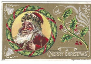 CHRISTMAS POSTCARD "A Merry Christmas" circa 1908, Julius Bein, Old World Santa - Bild 1 von 2