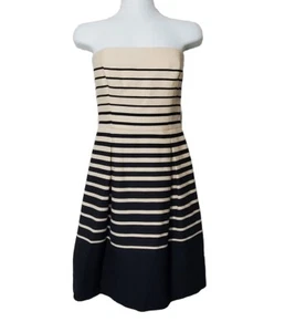 Trina Turk Dress Womens 6 Kenzie Beige Black Ombre Striped Strapless Lined - Picture 1 of 11