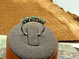 Vintage Zuni Multi Turquoise Snake Eye Sterling Silver Band in Size 7--930.25 - Picture 1 of 5